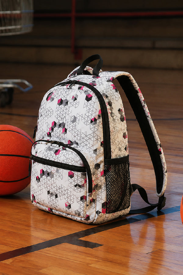 43095 Nick Club Mochila Blanca con Estampado Geométrico Multicolor