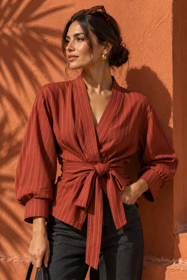 InStyle Camisera Curvy de Rayas Chedron con Lazo